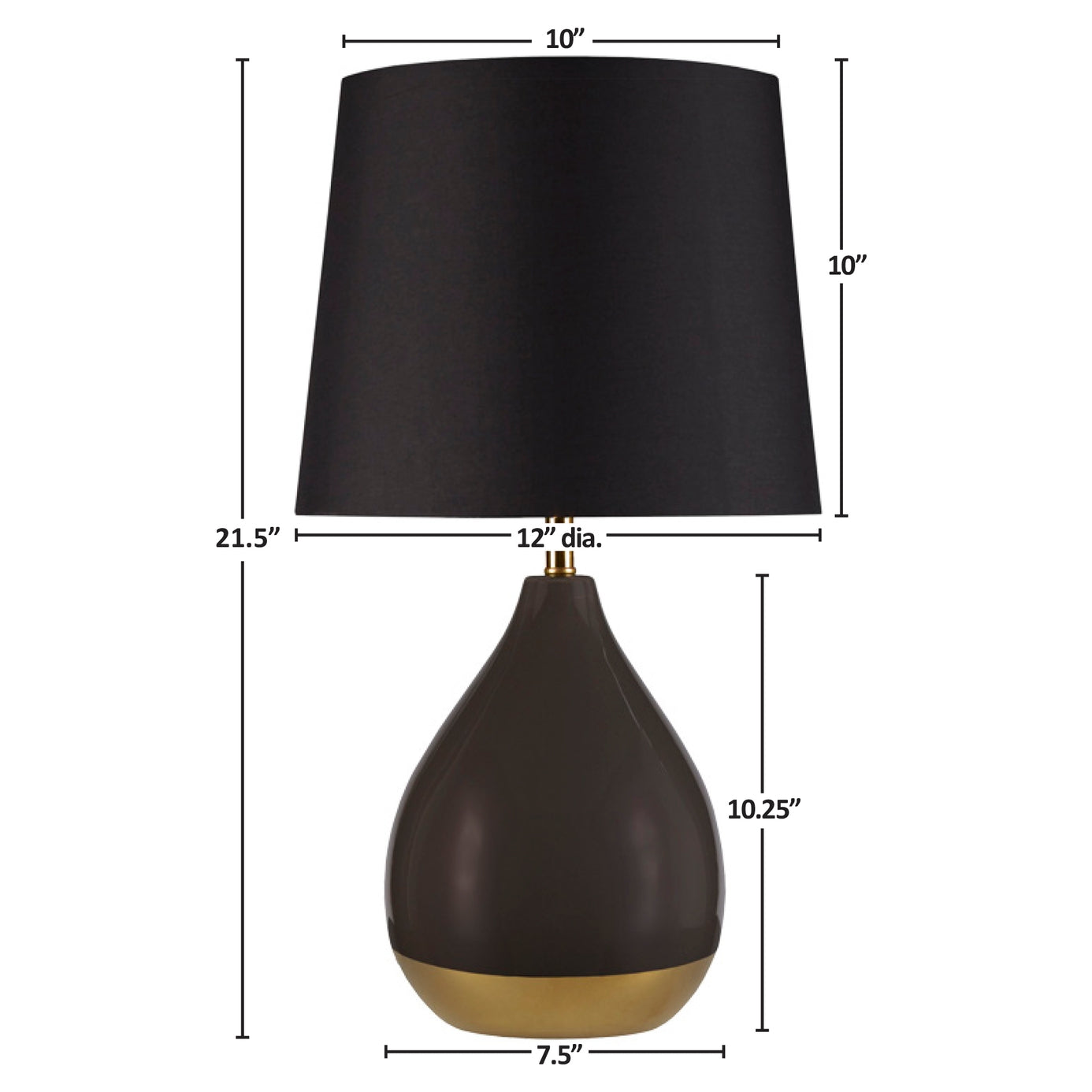 [Set of 2] 2-Tone Ceramic Teardrop Table Lamp, Black