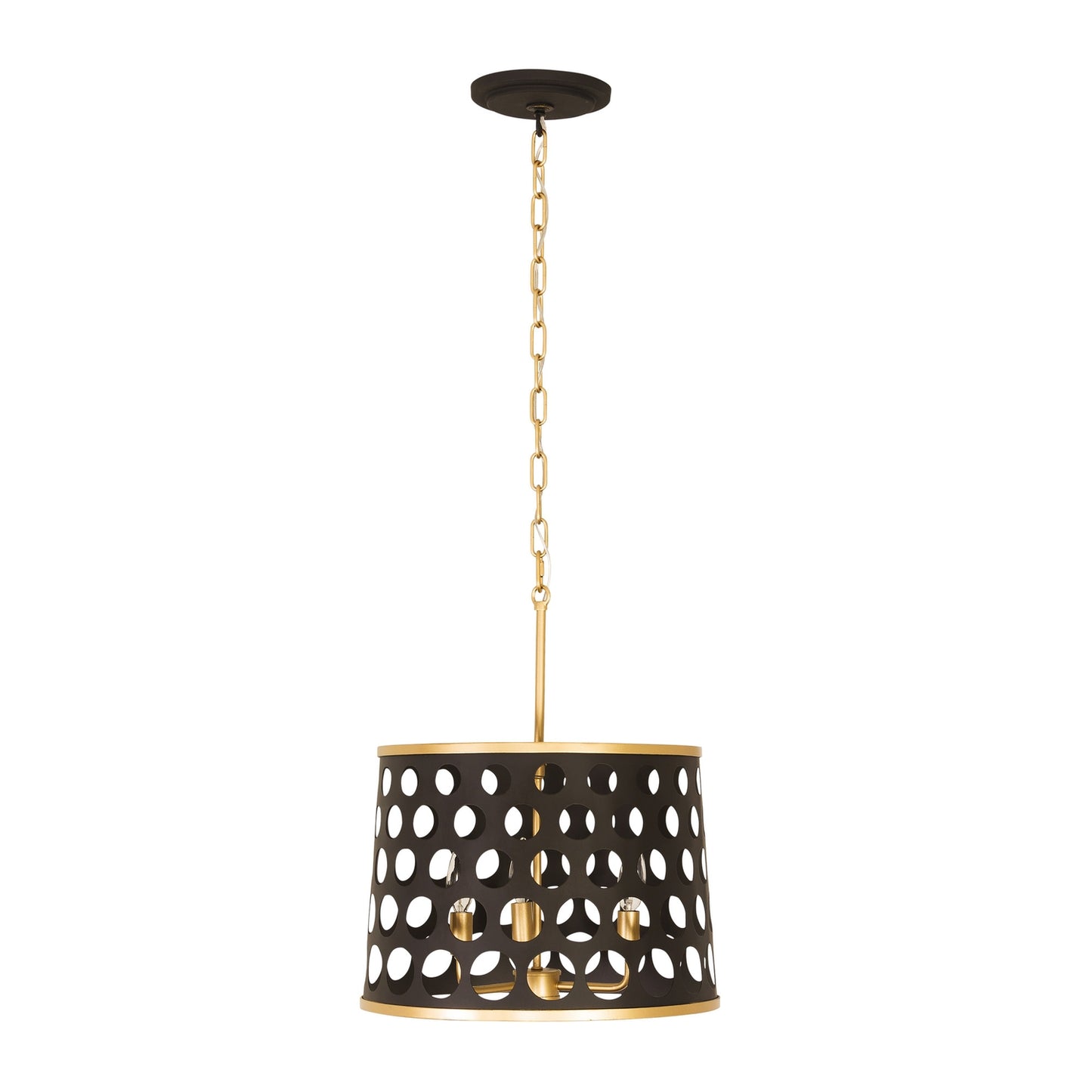 Bailey 3-Lt Pendant/Semi-Flush - Matte Black/French Gold