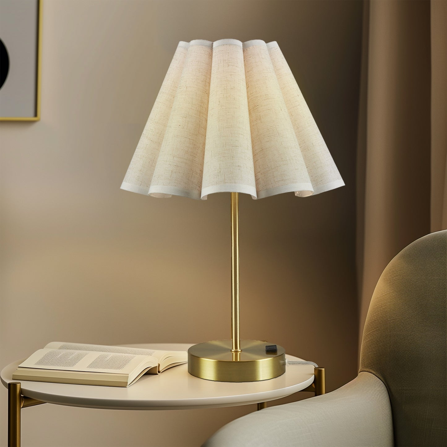 Tap-Control and Dimmable Accent Table Lamp with Power Outlet