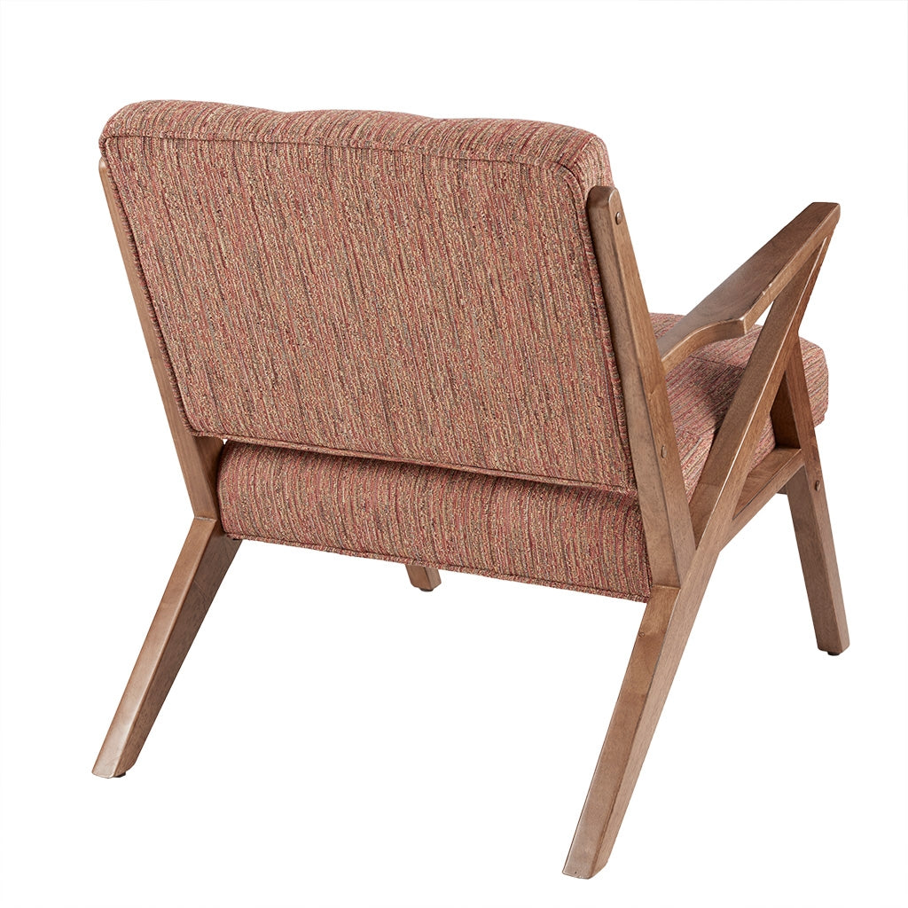 Modern Mid-Century Wood Lounge Chair, Red