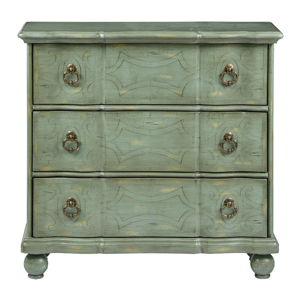 Antique Accent Green 3-Drawer Chest Dresser