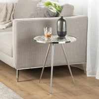 Lunar Nickel 17d x 20.5h" Glass Top Side Table