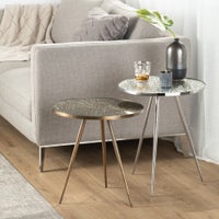 Lunar Nickel 17d x 20.5h" Glass Top Side Table