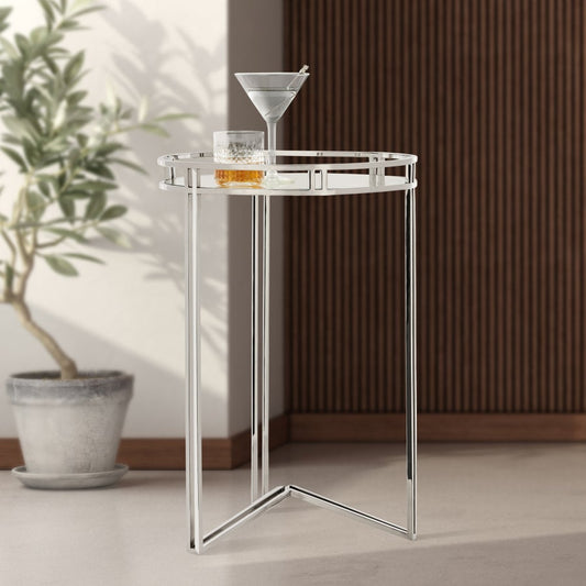 Lux 24h" Stainless Steel Mirror Top Side Table