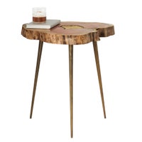 Petra Acacia Wood Molten Brass Inlay 22h" Side Table - Natural