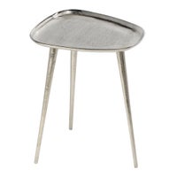 Abstract Aluminum Pin Leg 16x13x22h" Raw Nickel Accent Table