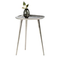 Abstract Aluminum Pin Leg 16x13x22h" Raw Nickel Accent Table