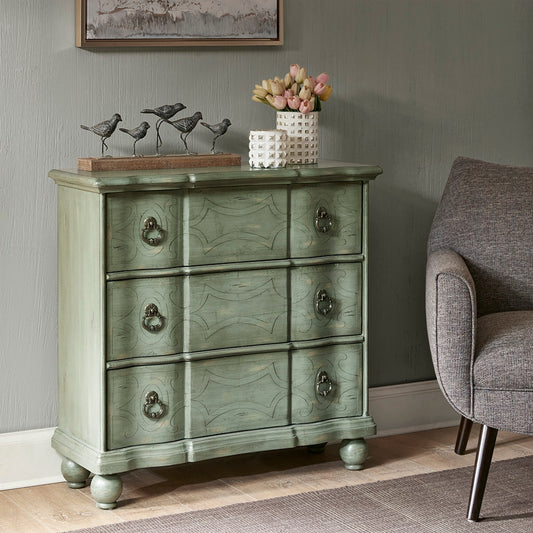 Antique Accent Green 3-Drawer Chest Dresser