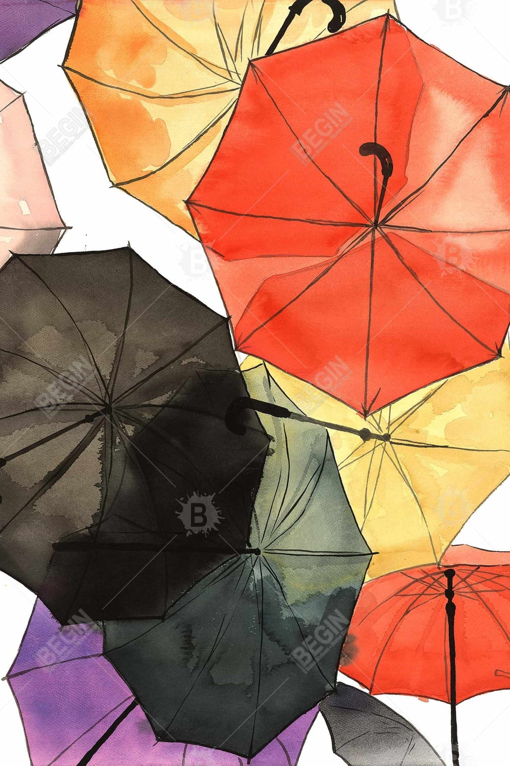 Suspended Umbrellas | Framed Print On Canvas 24" X 36"