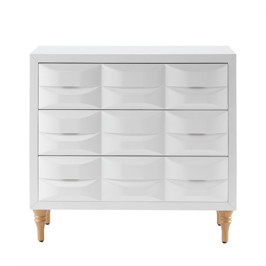 Gloss Wood Finish 3-Drawer Chest, White