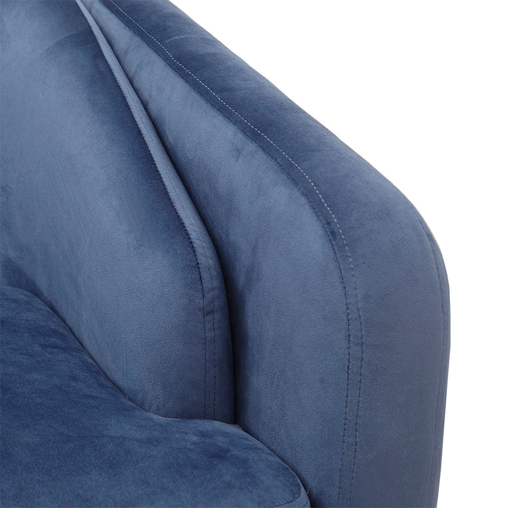 Tufted Mid-Centruy Barrel Accent Chair, Blue Velvet