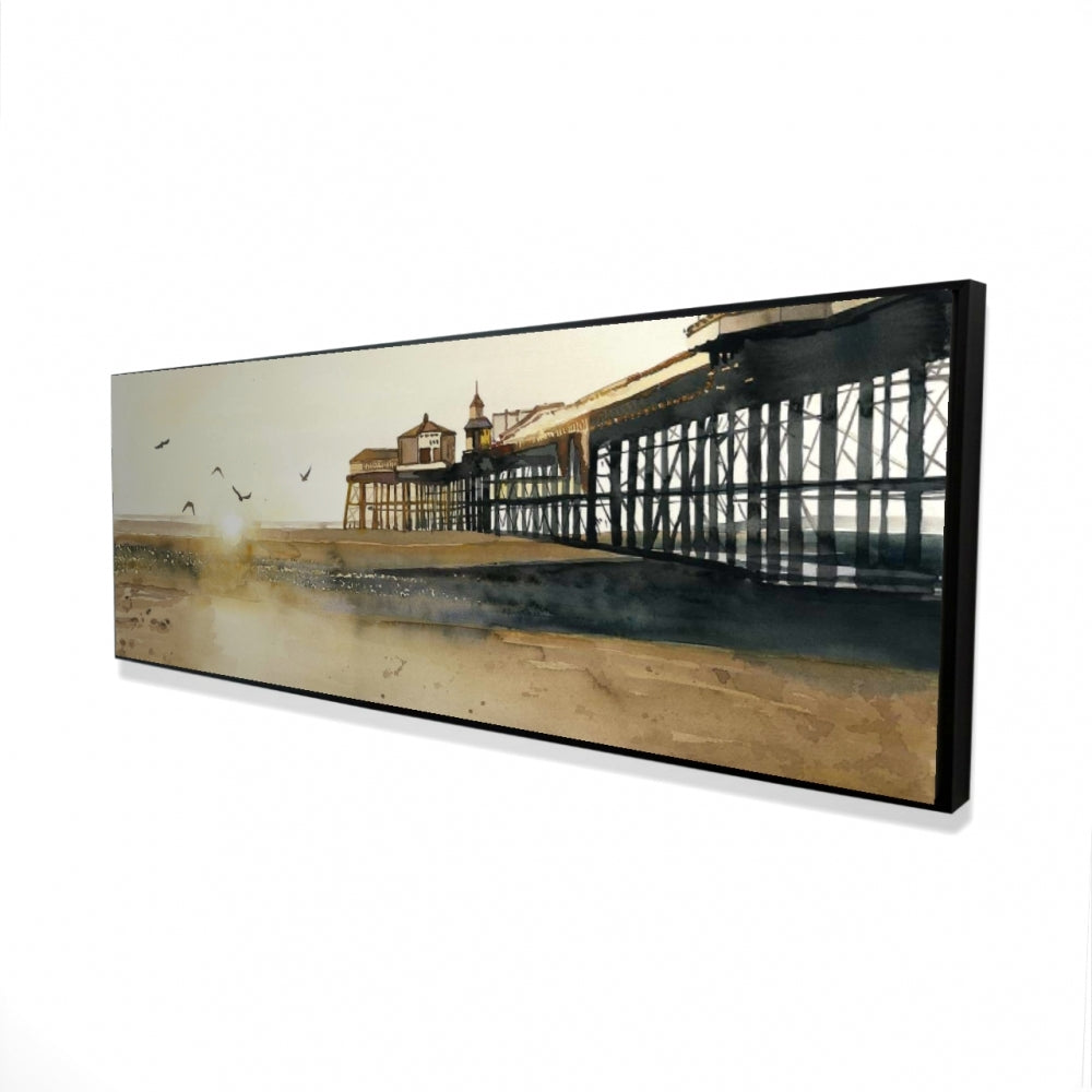 Sunset At the Beach | Framed Print On Canvas 16" X 48"