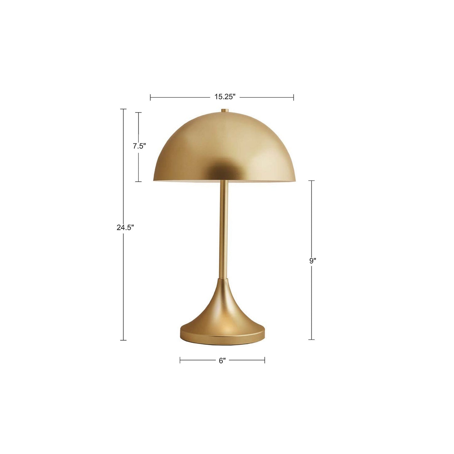 Art Deco Gold Dome-Shaped 2-Light Table Lamp