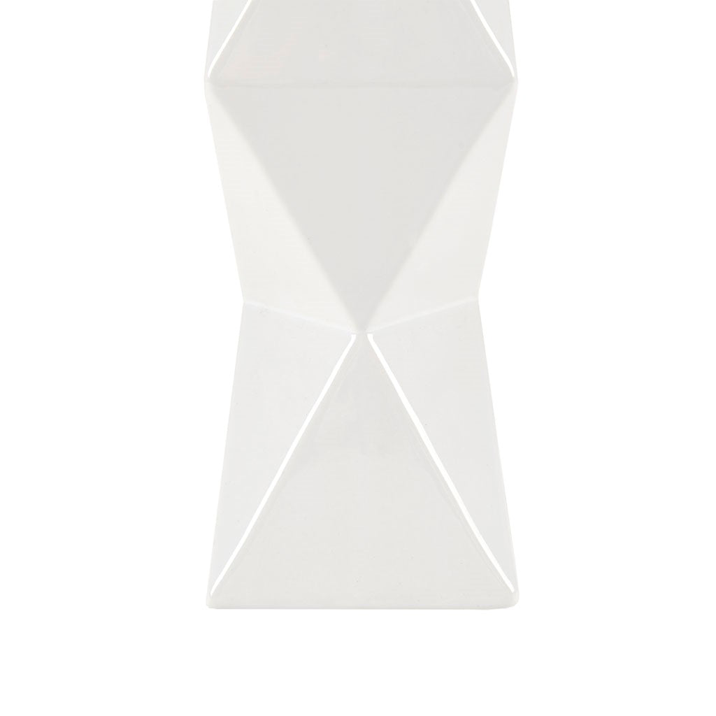 Tali Geometric Ceramic Table Lamp, White