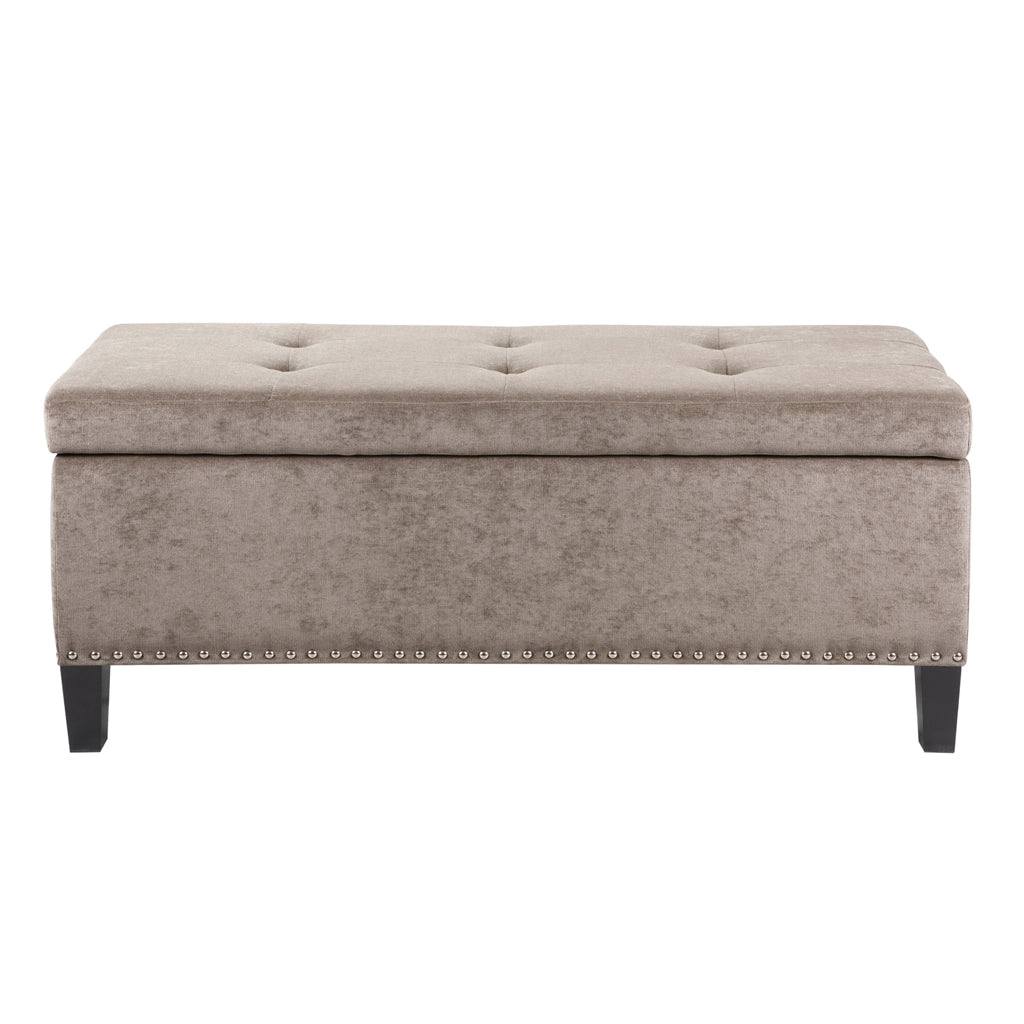 Tufted Accent Ottoman Bench with Interior Storage, Taupe