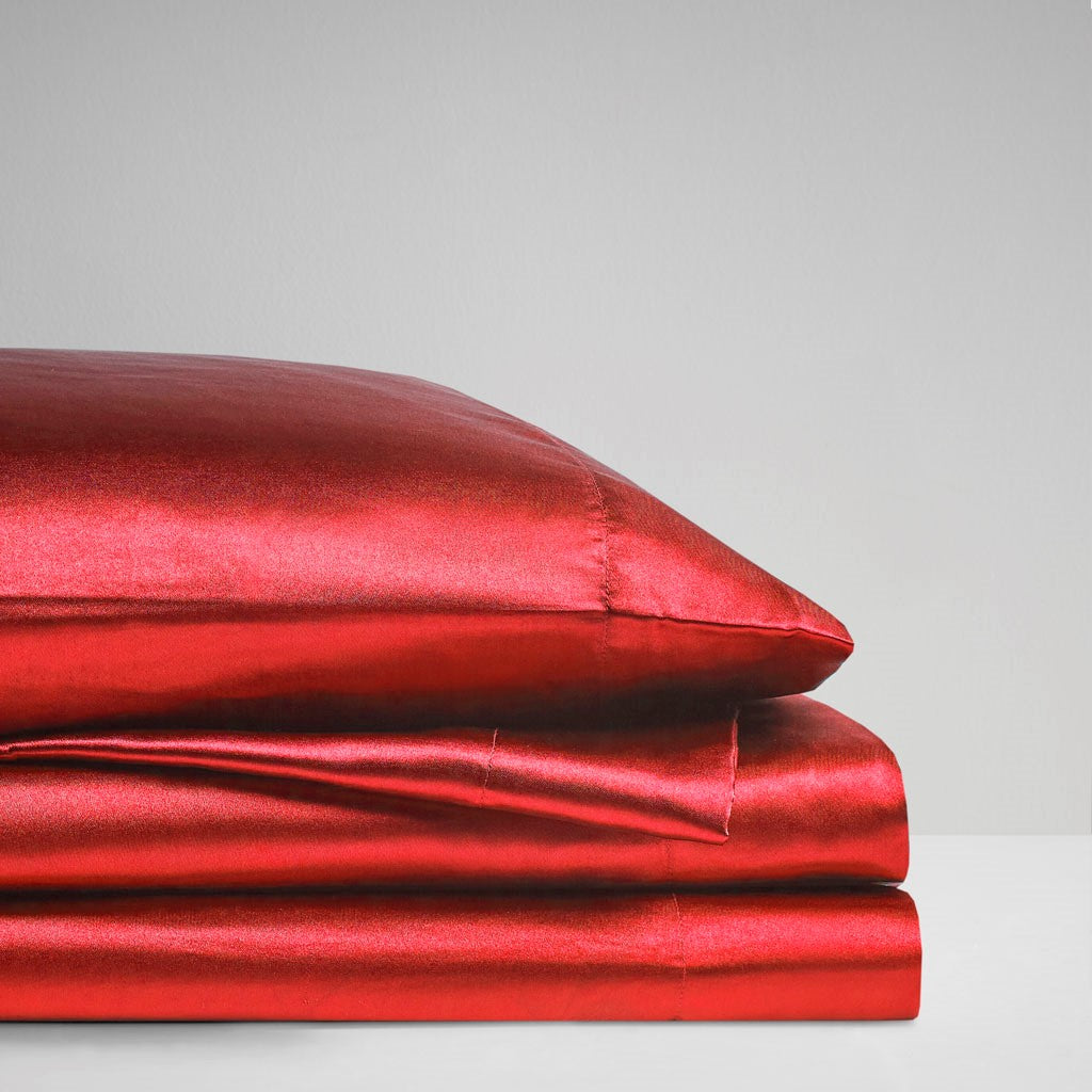 Luxury Satin 6-Piece Sheet Set, Red