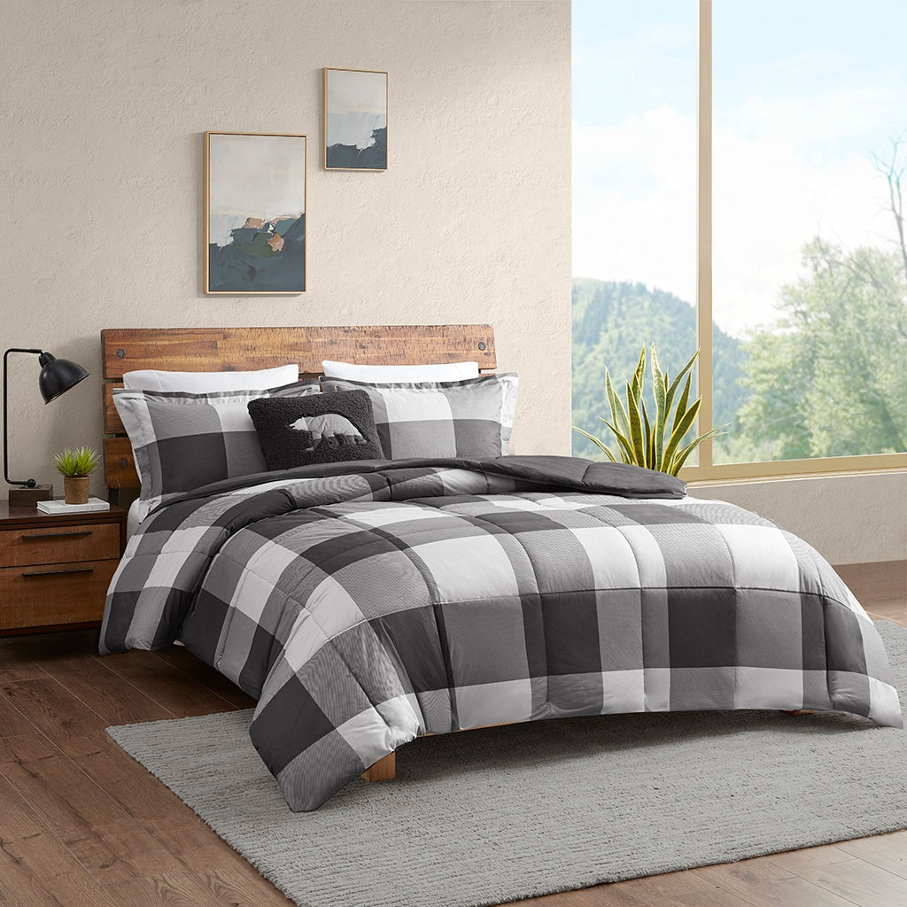 Cabin Down Alternative Comforter Set, Grey Buffalo Check