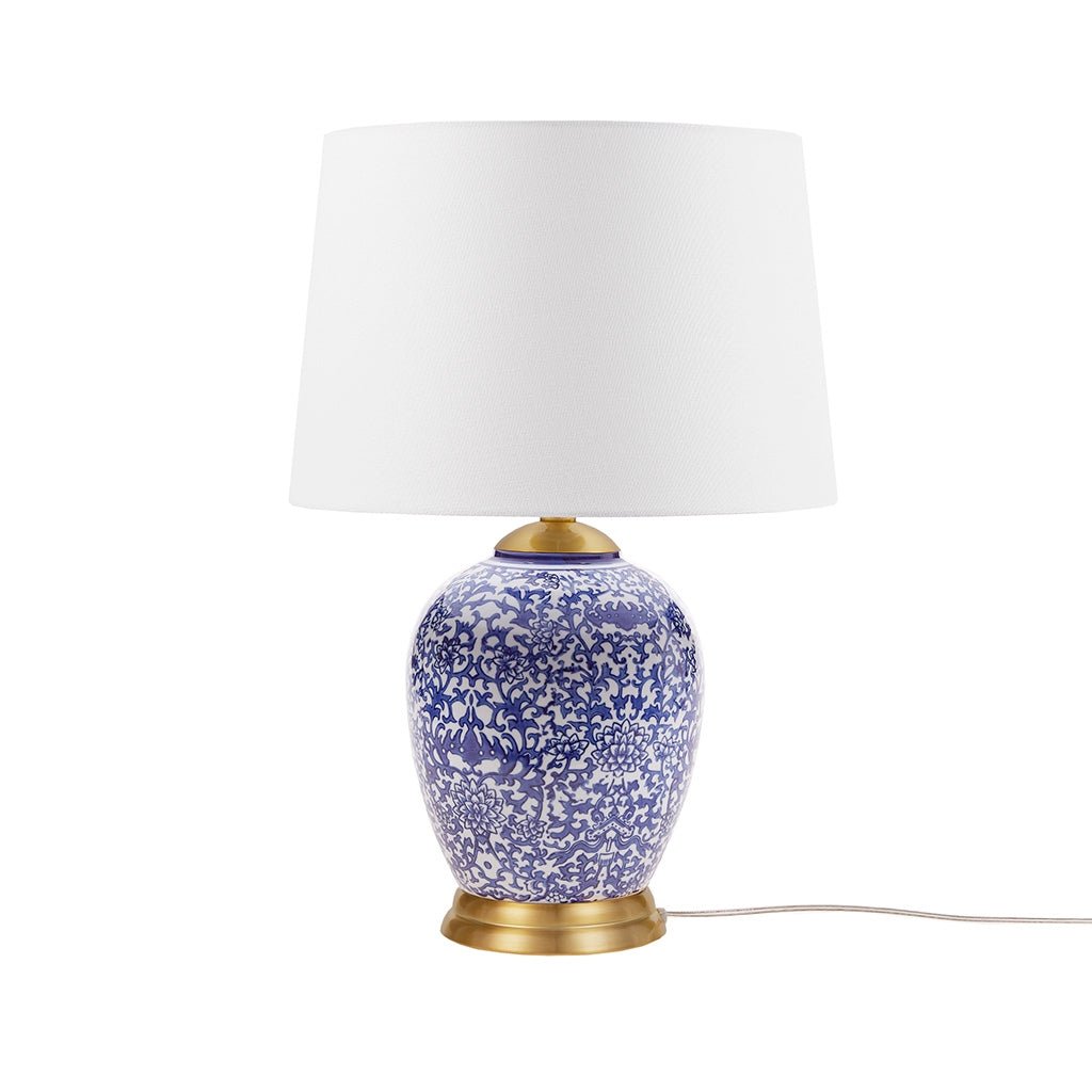 Blue Ceramic Ginger Jar Table Lamp