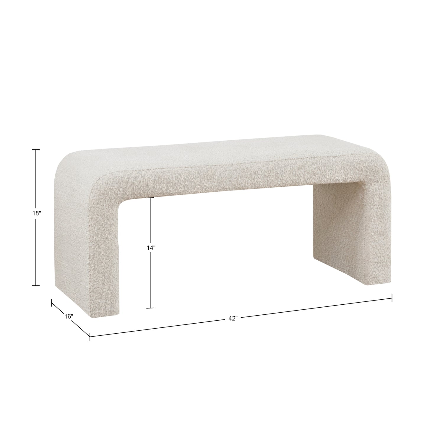 Cream Boucle Waterfall Accent Bench