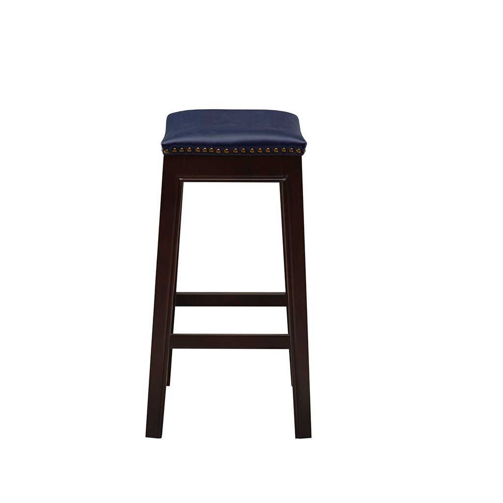 Leather Saddle Counter Stool, Navy Blue