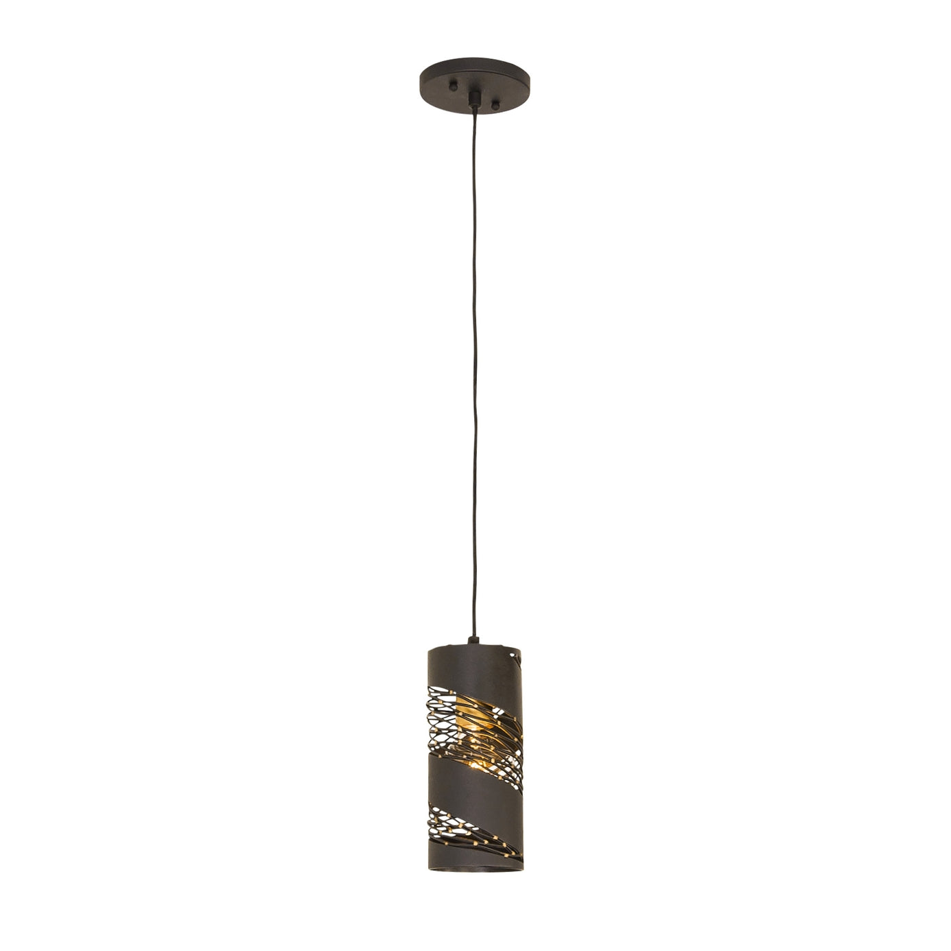 Flow 1-Lt Cylinder Mini Pendant Matte Black French Gold