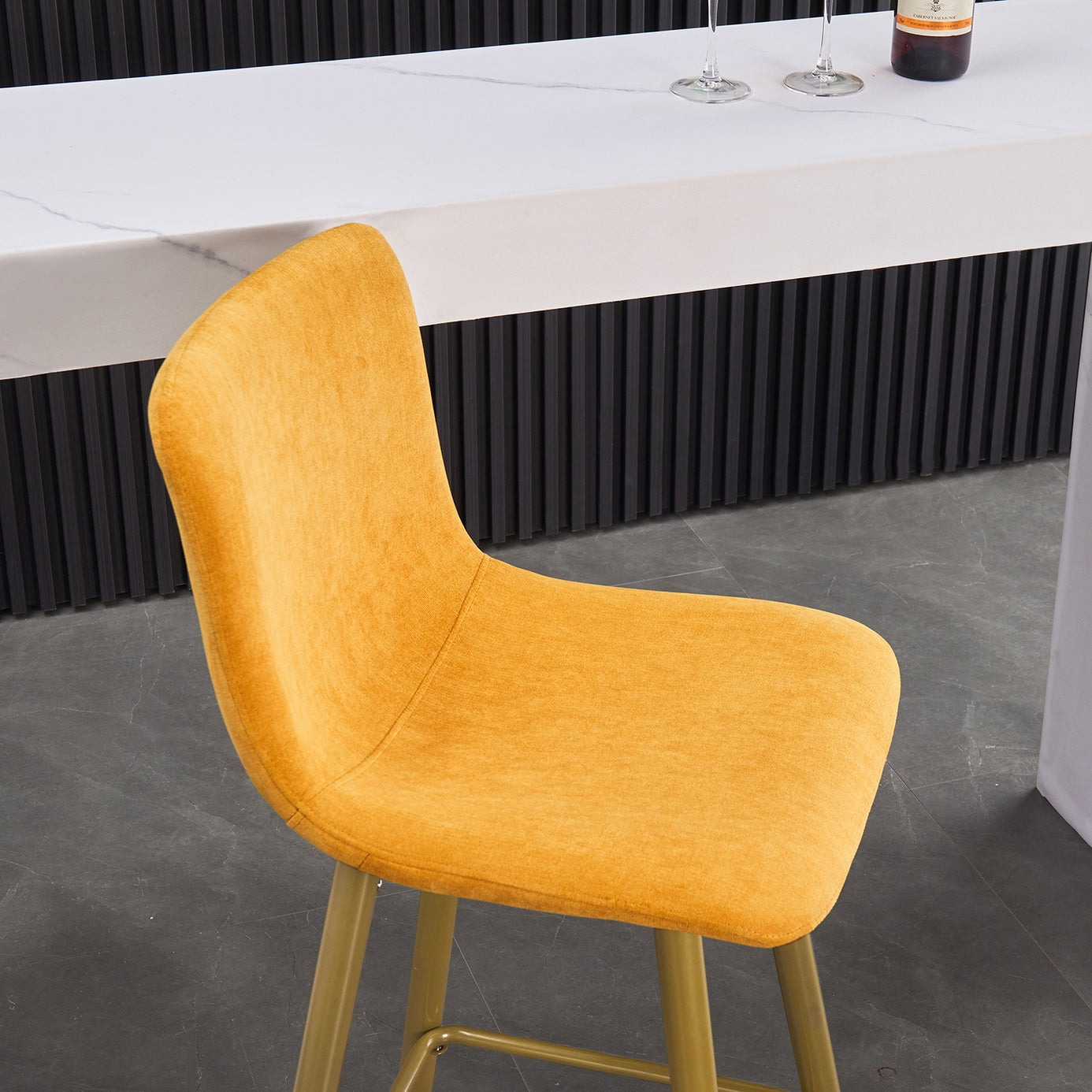 Scargill Modern 26'' Counter Bar Stools Fabric with Gold Leg Yellow (Set of 2)