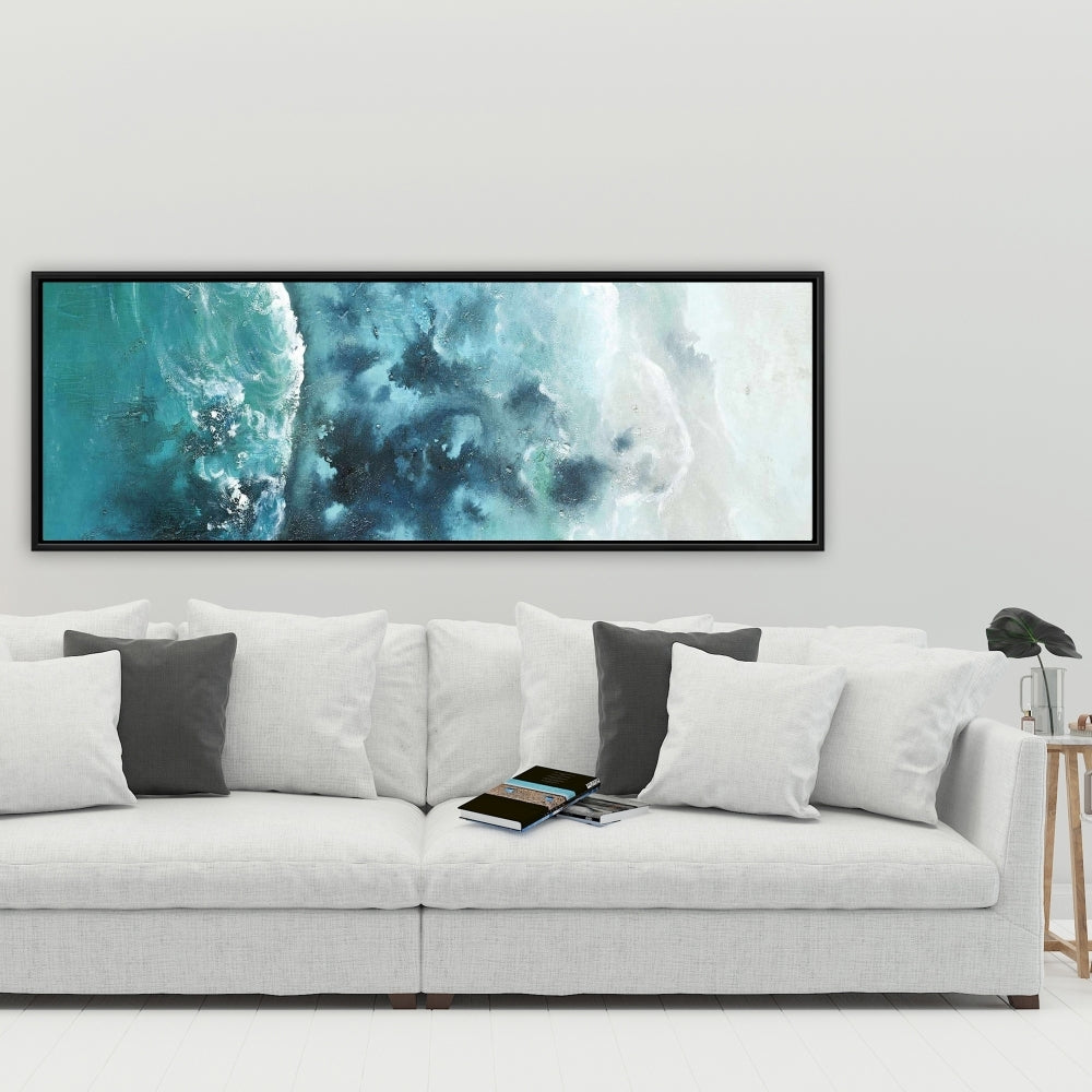 Seaside of the Caribbean | Framed Print On Canvas 20" X 60"