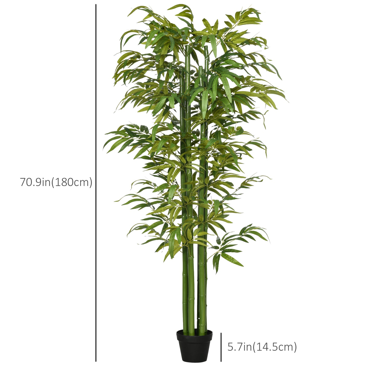 Artificial Tree Bamboo Tree Fake Plants in Pot for Home Office Living Room Decor, 7"x7"x71", Green