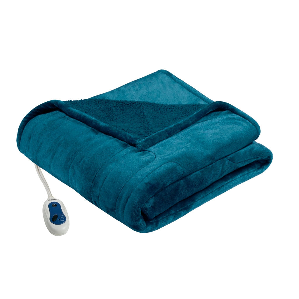 Heated 60x70 Microlight Berber Electric Throw Blanket Teal