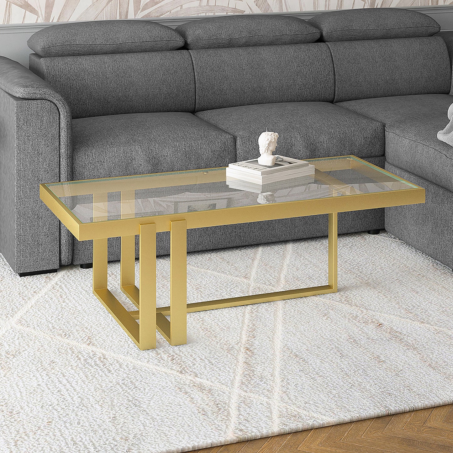 Paxton Rectangular Coffee Table in Brushed Gold