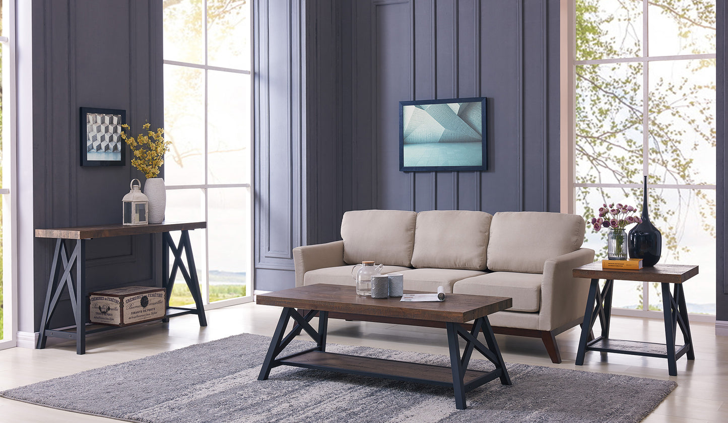 Langport Coffee Table in Rustic Oak and Black