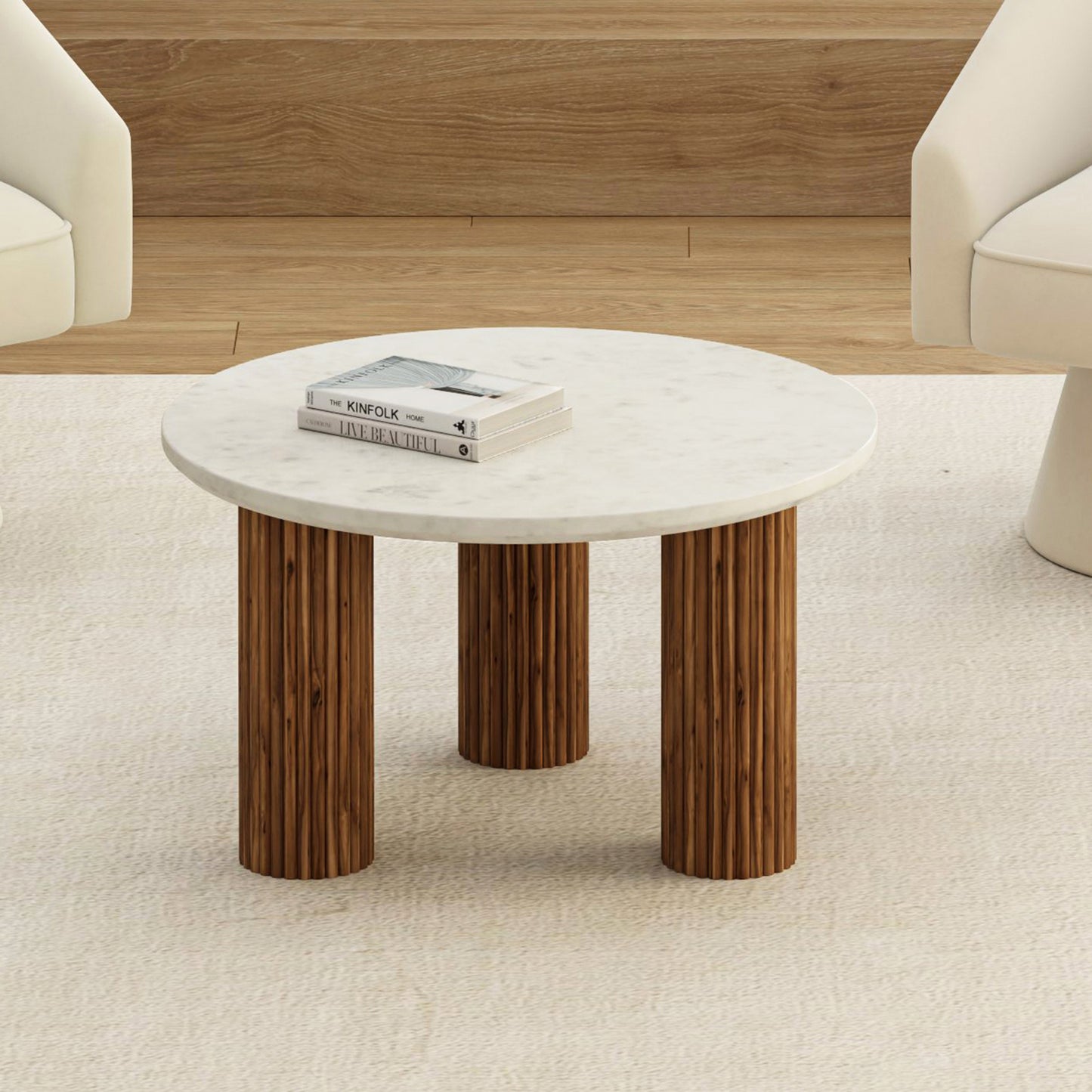 Jilsa Coffee Table in Walnut & White