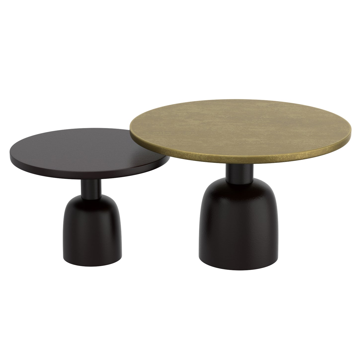 2pc Round Coffee Table Set in Antique Gold and Black