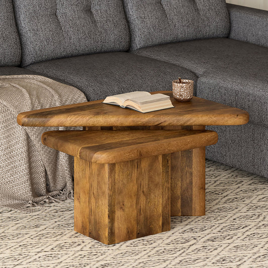 Draco 2pc Coffee Table Set in Walnut Natural