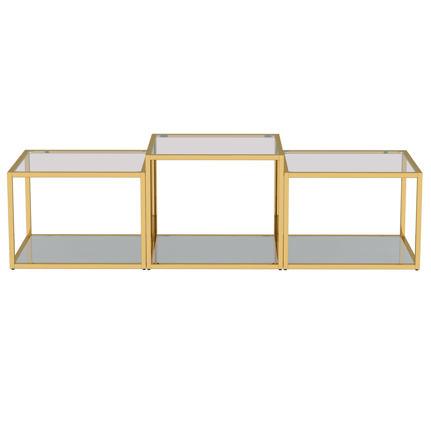 Casini 3pc Multi-Tier Coffee Table Set in Gold