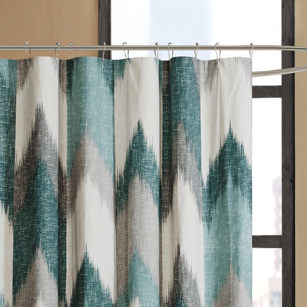 Broken Chevron Shower Curtain, Aqua Blue