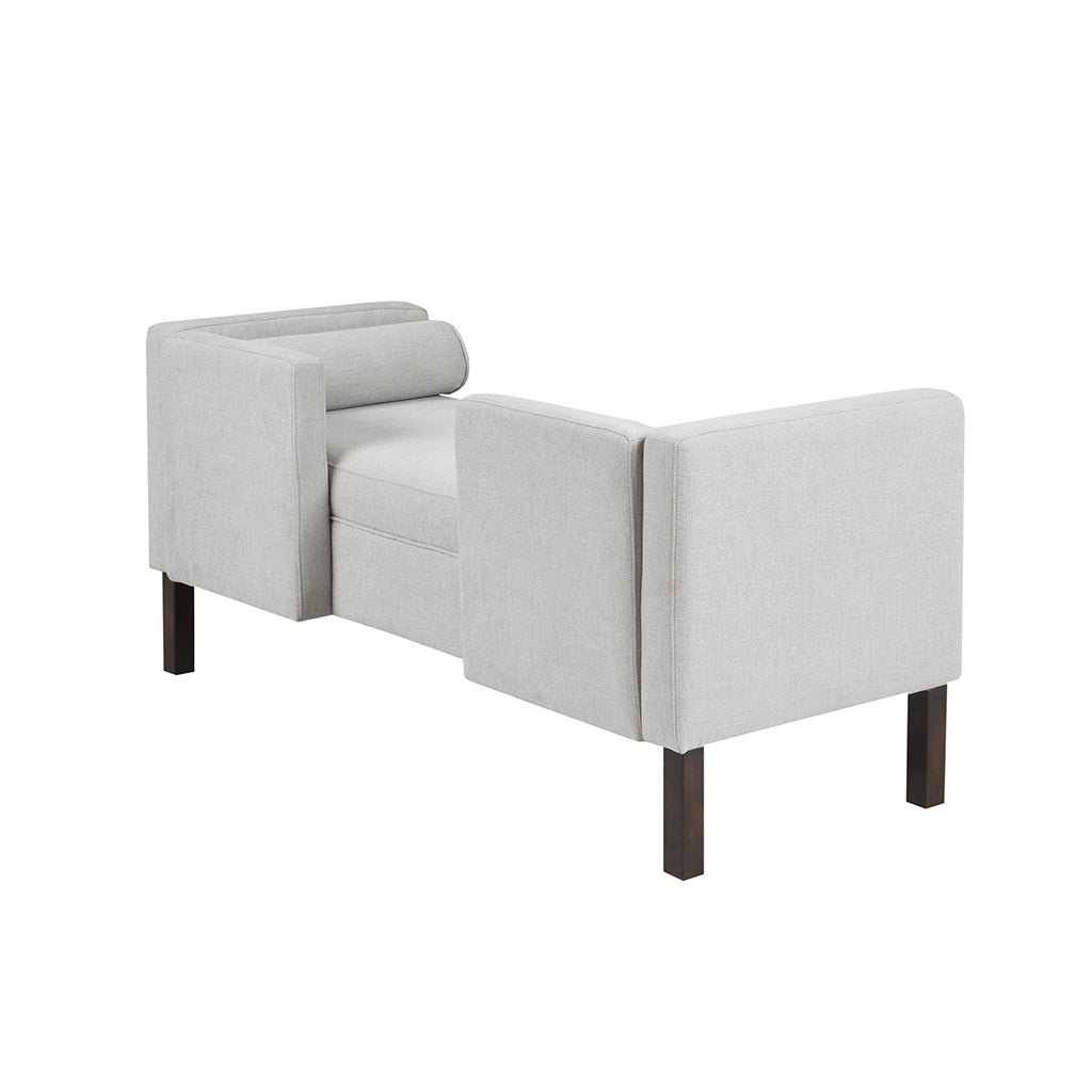 Modern Open Back Upholstered Accent Bench, Grey