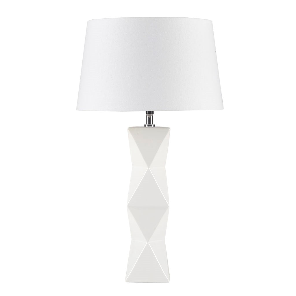 Tali Geometric Ceramic Table Lamp, White