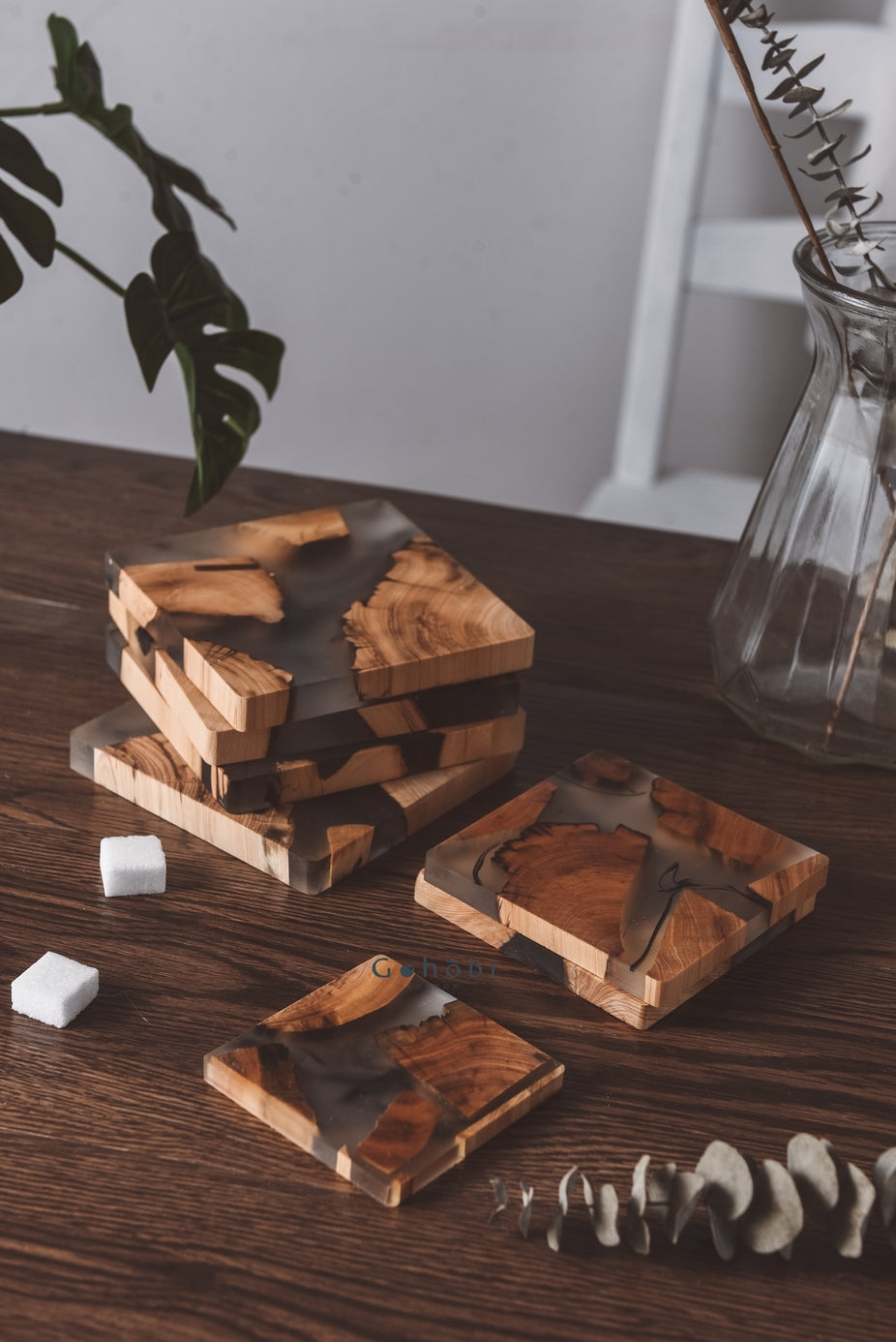 Standard Wooden Resin Coaster (10cm, Square) SET OF 4