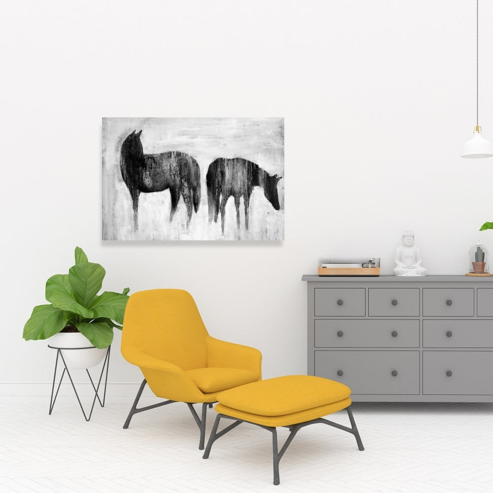 Horses Silhouettes in | Fine Art Print On Canvas 24" X 36"