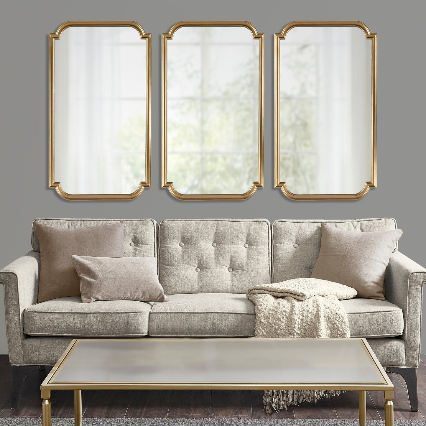 Gold Scalloped Wood Wall Mirror