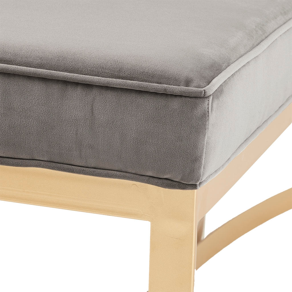 Modern Gold Base Accent Bench, Grey