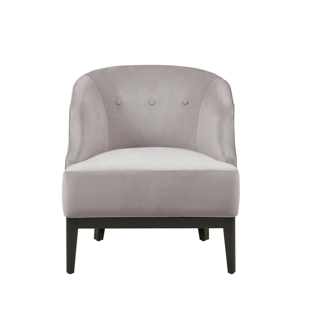 Velvet Curved Accent Chair with Tufted Back, Grey