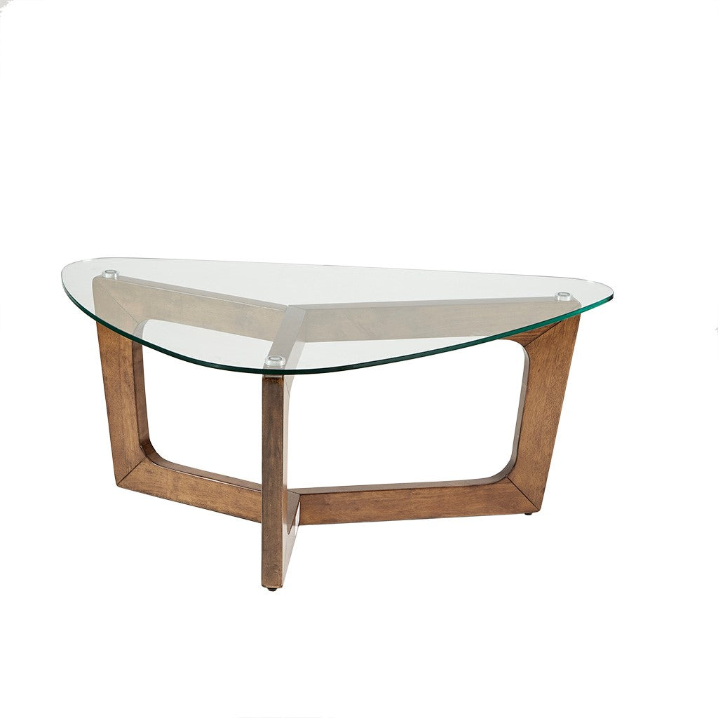 Triangle Glass Tabletop Mid-Century Coffee Table