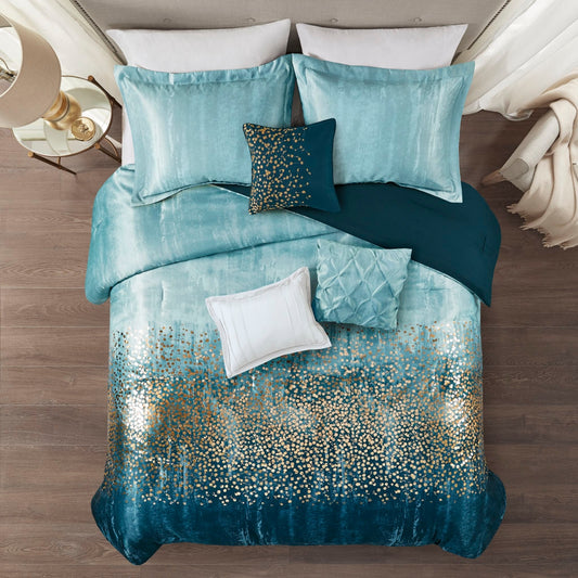 Luxurious Midnight Garden Comforter/Duvet Cover Set, Blue