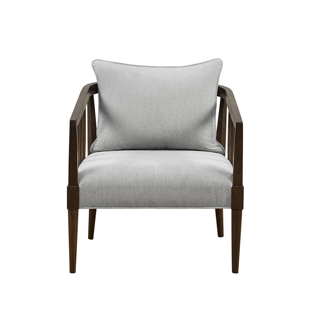 Transitional Wood Accent Chair, Brown/Grey