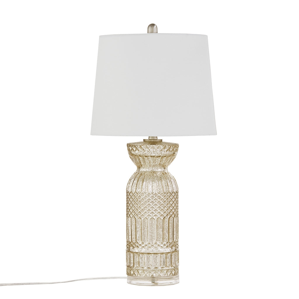 Textured Glass and Acrylic Base Table Lamp, Mercury