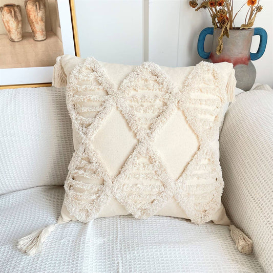 Copy of Pure Cotton Custom Boho Tassel Style Tufted Cushion Covers Home Decoration 45x45cm (18 X 18 Inches) D3