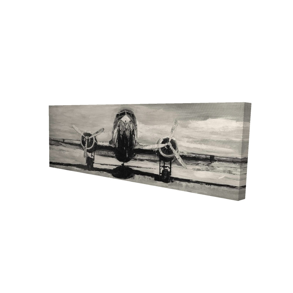 Sepia Airplane Print On Canvas, 20"x60"