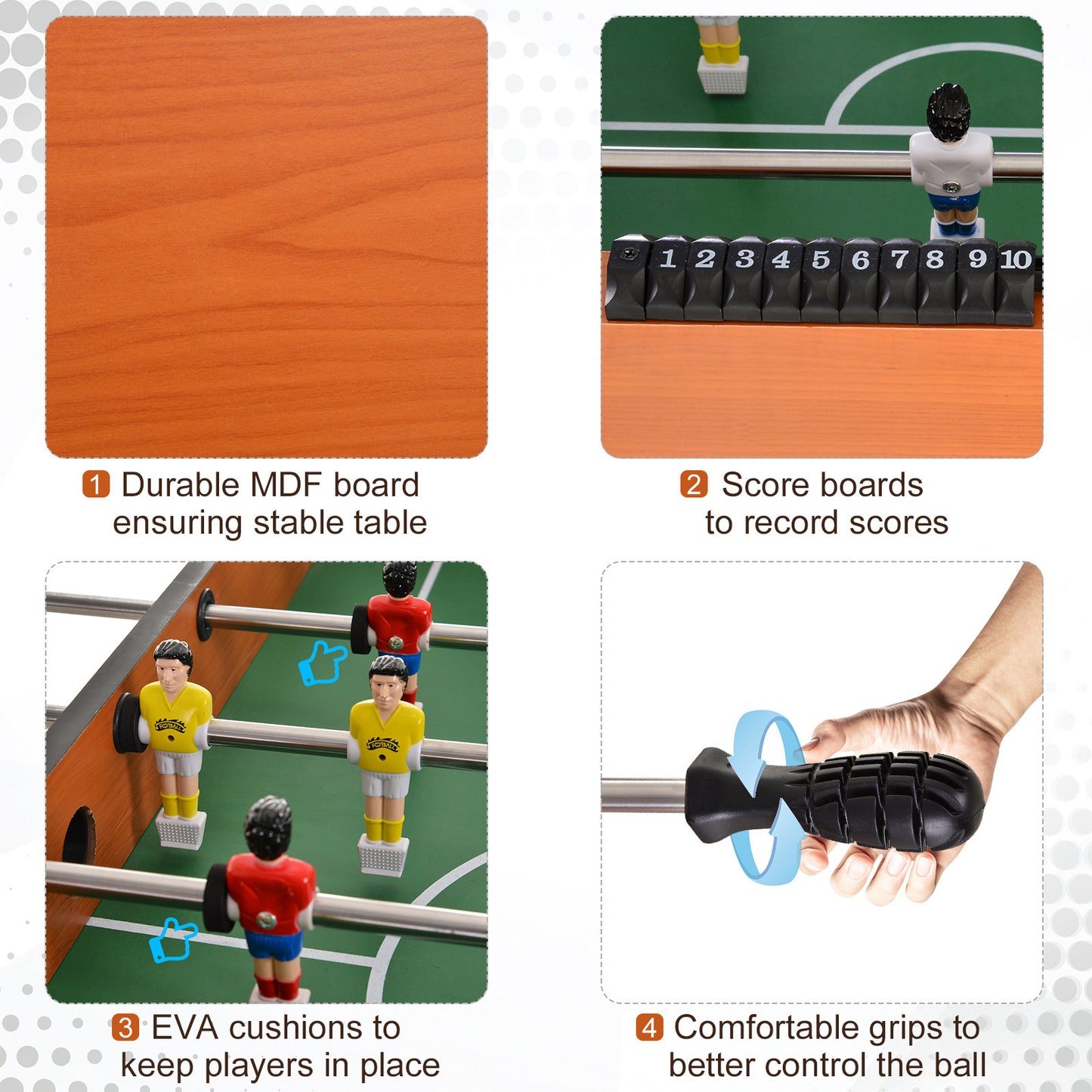 Foosball Table, 48'' Wooden Soccer Game Table, w/ 8 Rods, 2 Balls Suit for 4 Players Perfect for Arcades, Pub, Game Room